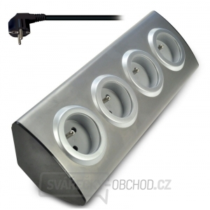 Solight prodlužovací kabel, 4 zásuvky, stříbrný, 1,5m, rohový design gallery main image