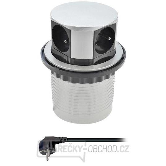 Solight prodlužovací kabel, 4 zásuvky, stříbrný, 1,5m, kruhový tvar