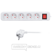 Solight prodlužovací kabel, 5 zásuvek, bílý, vypínač, 3m Solight prodlužovací kabel, 5 zásuvek, bílý, vypínač, 3m gallery main image
