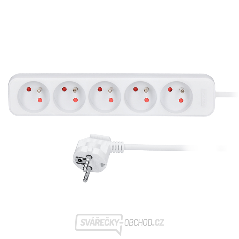 Solight prodlužovací kabel, 5 zásuvek, bílý, 5m