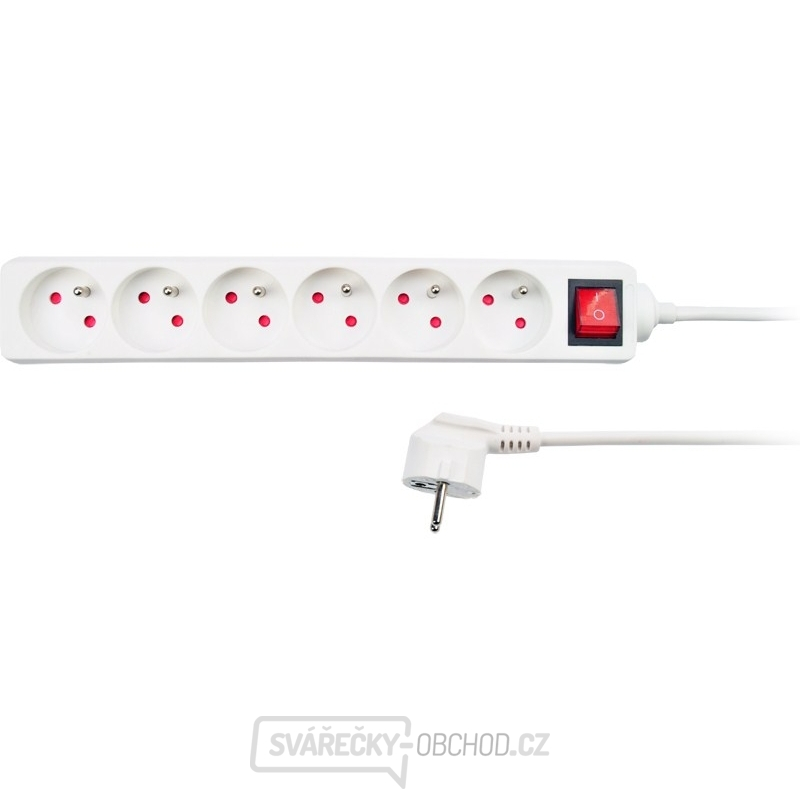 Solight prodlužovací kabel, 6 zásuvek, bílý, vypínač, 3m