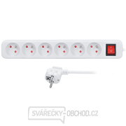 Solight prodlužovací kabel, 6 zásuvek, bílý, vypínač, 3m Solight prodlužovací kabel, 6 zásuvek, bílý, vypínač, 3m gallery main image