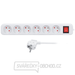 Solight prodlužovací kabel, 6 zásuvek, bílý, vypínač, 3m Solight prodlužovací kabel, 6 zásuvek, bílý, vypínač, 3m gallery main image