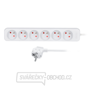 Solight prodlužovací kabel, 6 zásuvek, bílý, 2m Solight prodlužovací kabel, 6 zásuvek, bílý, 2m gallery main image