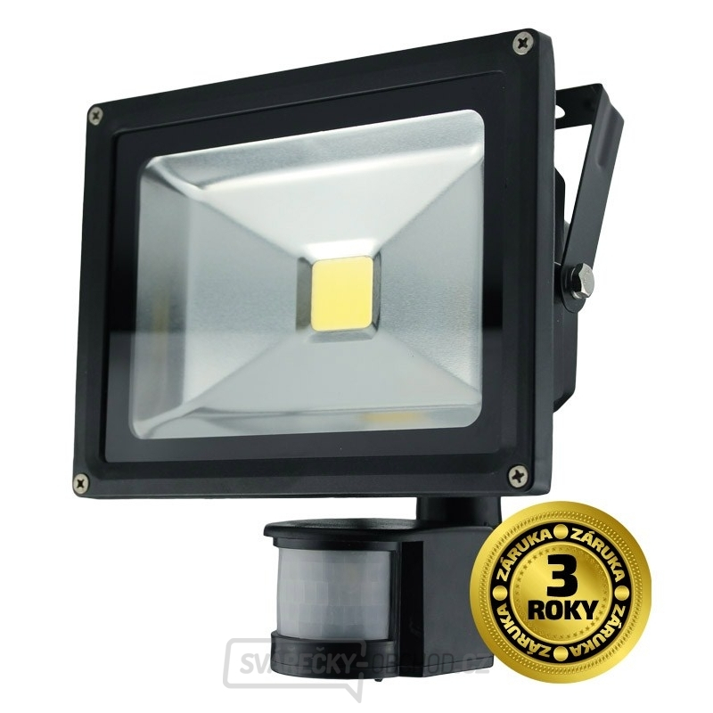 Solight LED venkovní reflektor, 20W, 1400lm, AC 230V, černá, se senzorem
