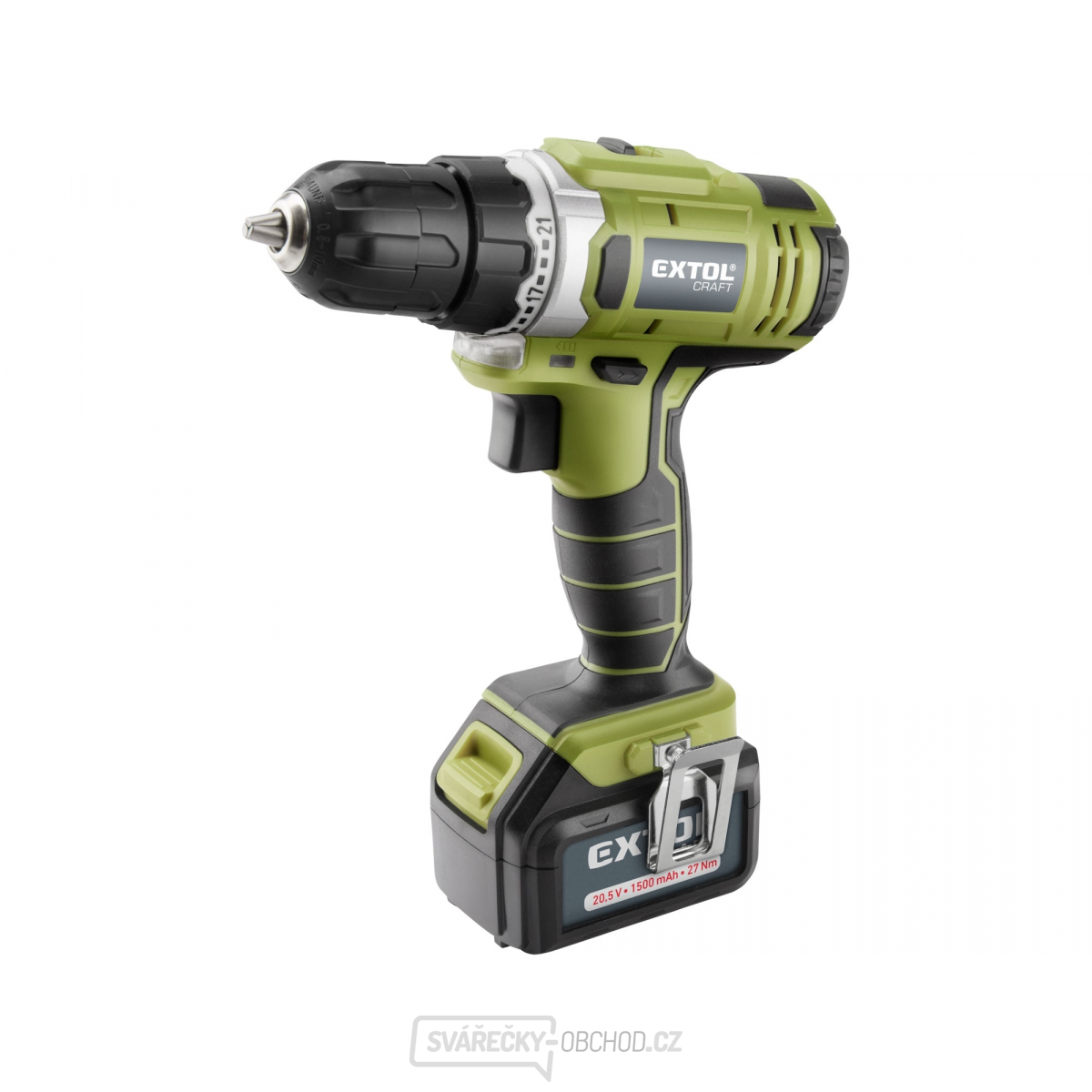 Aku vrtací šroubovák EXTOL Craft 18V Li-ion (2x), 1500mAh
