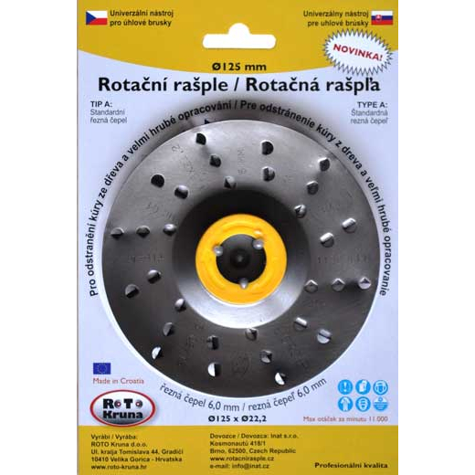 Levně Rotační rašple 125x22,2mm - extra hrubá čepel 6,0mm, typ A ROTO1256A