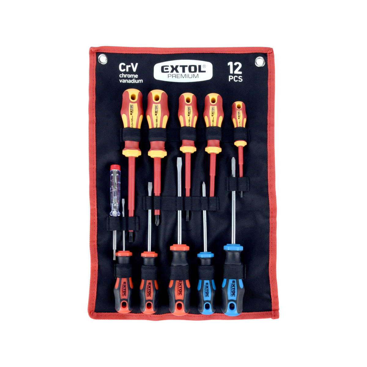 EXTOL PREMIUM Šroubováky kombinovaná sada se zkoušečkou, CrV - 11ks 53088