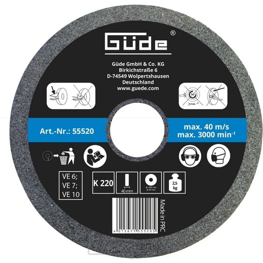 Brusný kotouč pro mokré broušení 200x40x20 mm, zrnitost K220