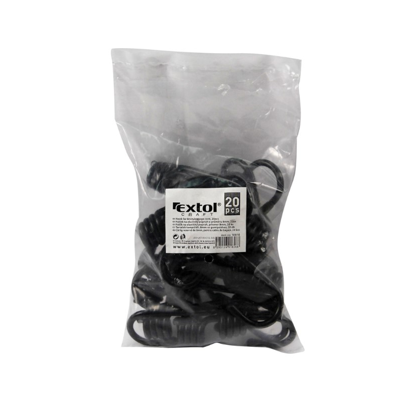 EXTOL CRAFT Háčky na elastický popruh, 8mm -  20ks 10011