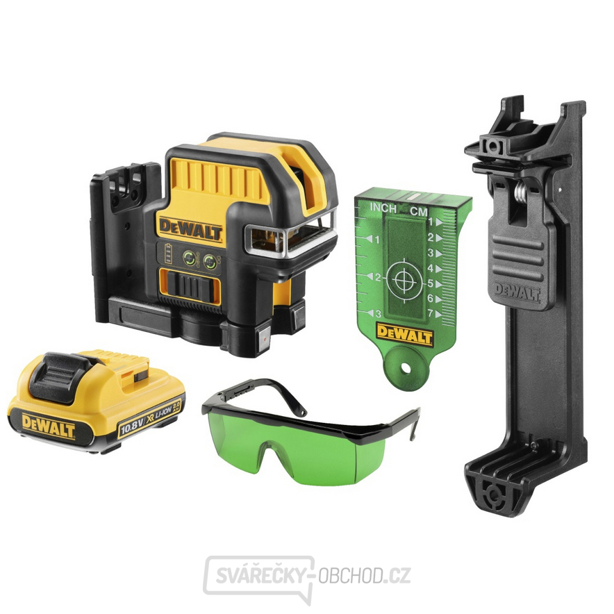 DCE0825D1G Aku křížový a pětibodový laser, 10.8 V, 2,0 Ah, zelený paprsek, 20-50 m, DeWALT + kufr