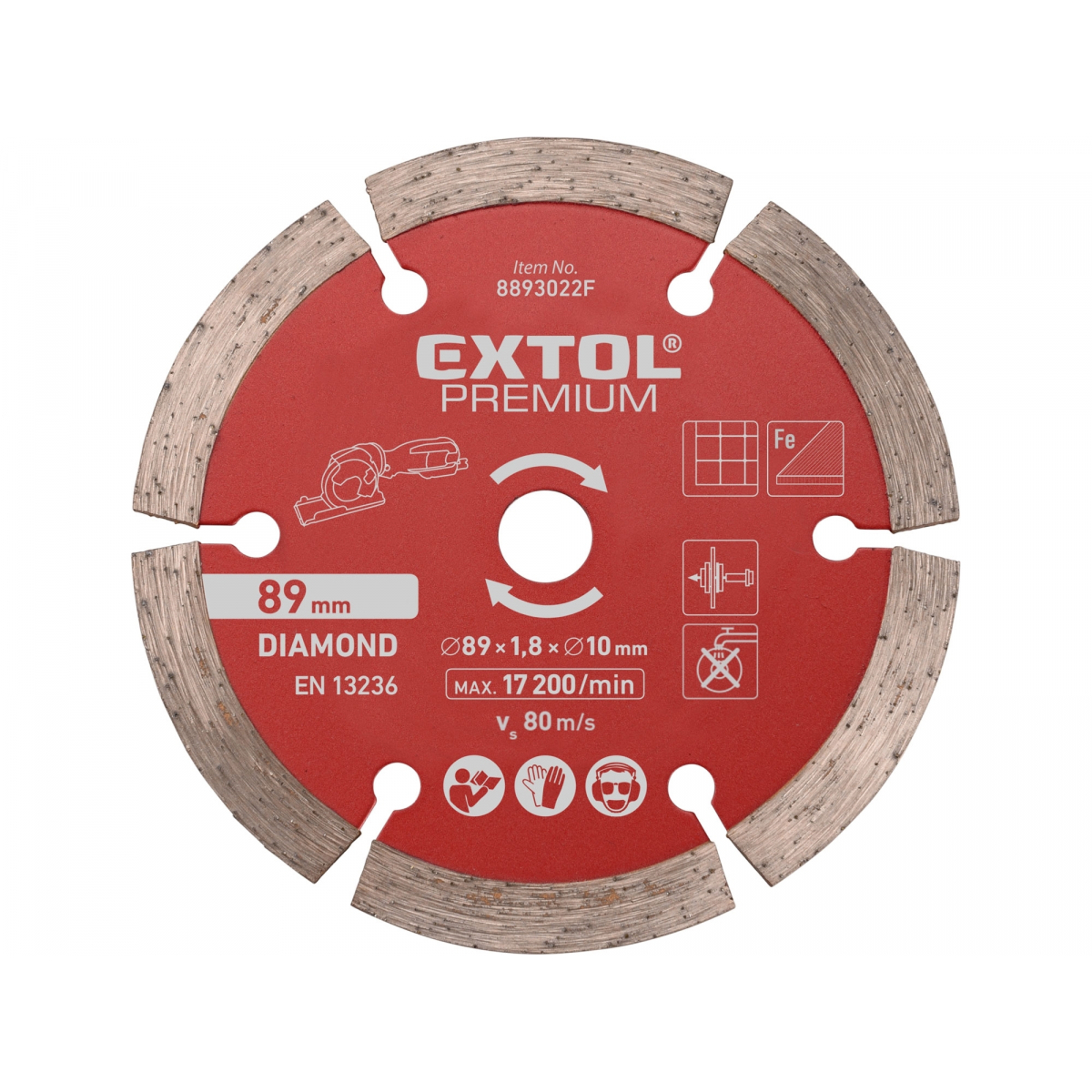EXTOL PREMIUM Kotouč diamantový, řezný, segmentový, ∅89x1,0x10mm 8893022F