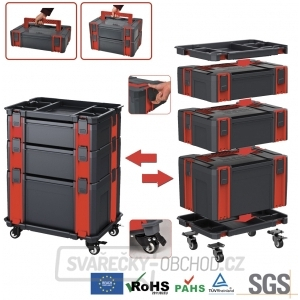 Modulový 5-dílný vozík na nářadí se samostatnými kufry Genborx SML5 gallery main image