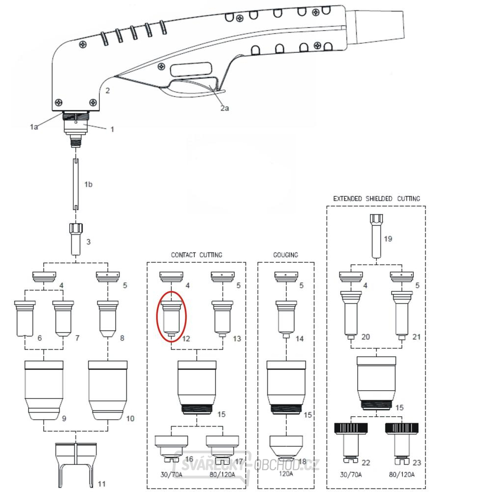 Dýza 1,1 50/60 A 100 kontaktní(bal.10)