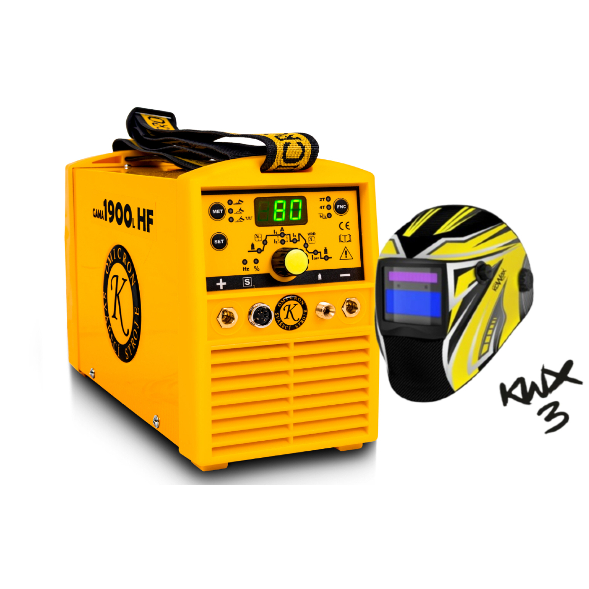 Omicron GAMA 1900L HF - invertorový svářecí zdroj + 25/3m kabely + kukla 2610set2