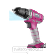 Aku vrtací šroubovák EXTOL růžový, 12V Li-ion, 1300mAh - sada v tašce náhled