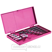 Aku vrtací šroubovák EXTOL růžový, 12V Li-ion, 1300mAh - sada v tašce náhled