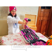 Aku vrtací šroubovák EXTOL růžový, 12V Li-ion, 1300mAh - sada v tašce náhled