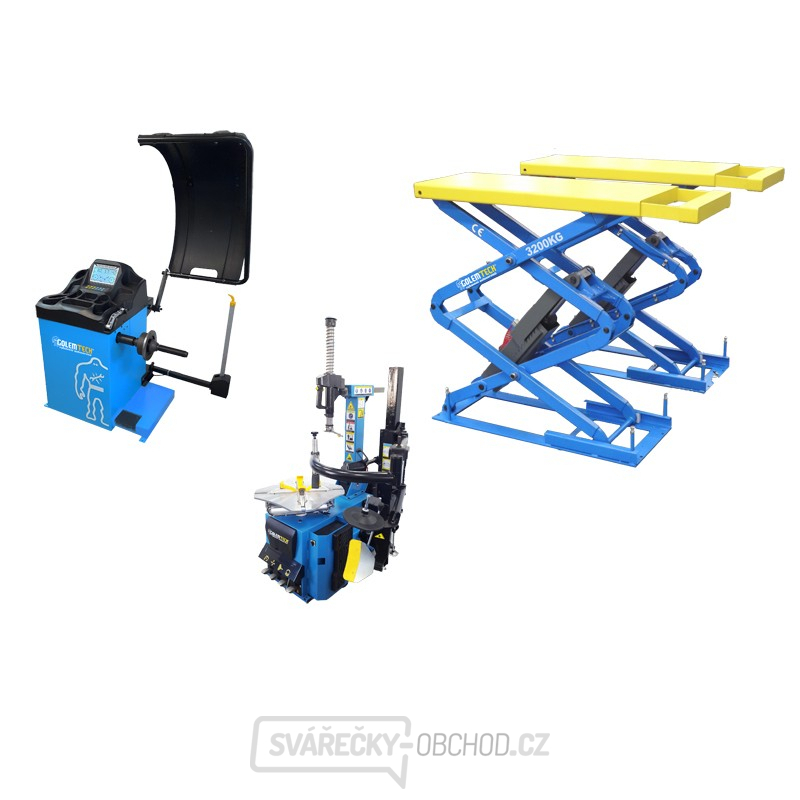 SET 3 MAXI - Automatická zouvačka TC03, vyvažovačka TW02 3D a nůžkový zvedák do podlahy