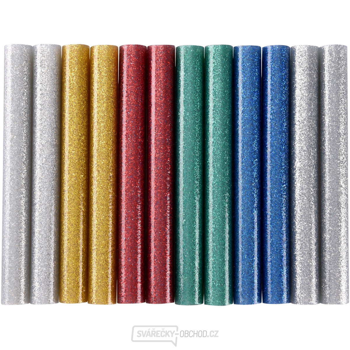 Tyčinky tavné, mix barev se třpytem (glitter), ∅ 11x100mm - 12ks