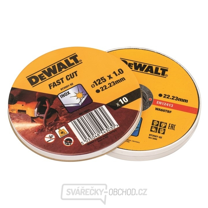 DT3507 Sada 10 ks řezných kotoučů 125x1,2x22,23 mm na nerez DeWALT