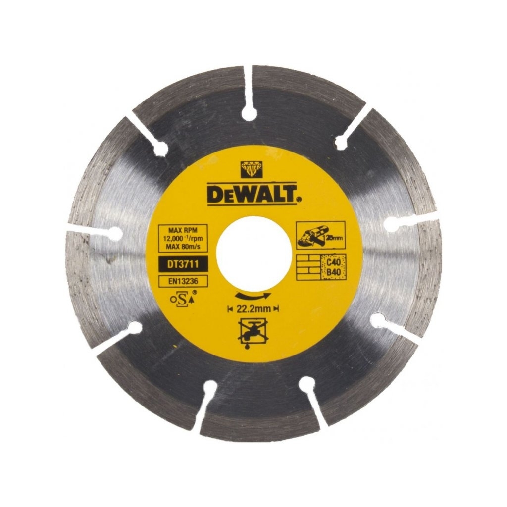 DT3711 Diamantový kotouč ze slinutých karbidů 125x22,2 mm na suché řezání betonu a cihel DeWALT DT3711