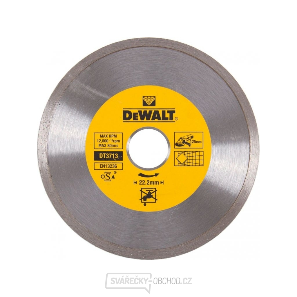 DT3713 Diamantový kotouč se spojitým obvodem ze slinutých karbidů 125x22,2 mm na suché řezání obkladů DeWALT
