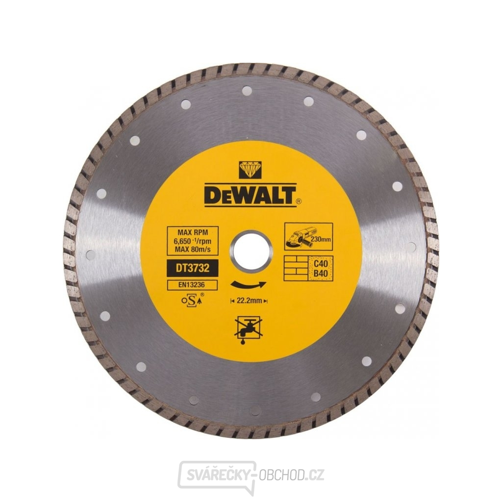 DT3732 Diamantový kotouč TUBRO profi ze slinutých karbidů 230x22,2 mm pro suché řezání betonu DeWALT