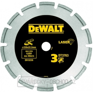 DT3763 Diamantový laser kotouč 230x22,2 mm na mokré i suché řezání tvrdých materiálů/žuly DeWALT