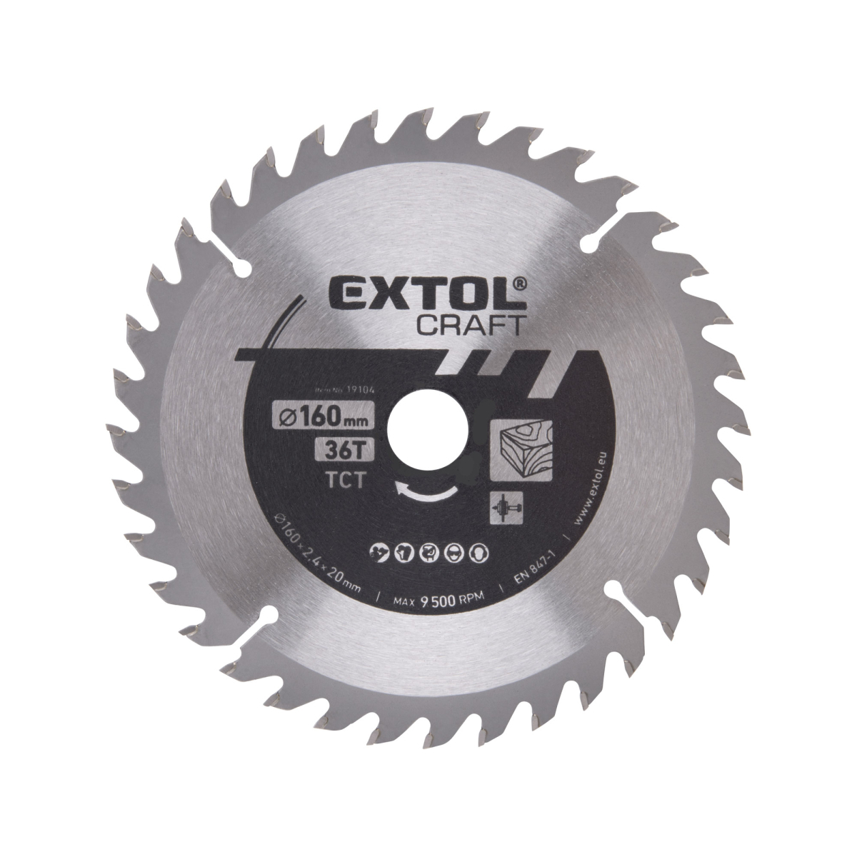 EXTOL CRAFT Kotouč pilový s SK plátky, 160x1,4x20mm, 36T 19104