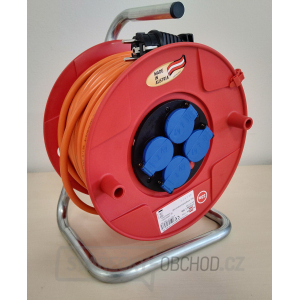 Prodlužovací kabel BAT 33m na bubnu PVC 4x 230V 16A, 3G1,5 IP 44 oranžový, stavební kabel Bremaxx Prodlužovací kabel BAT 33m na bubnu PVC 4x 230V 16A, 3G1,5 IP 44 oranžový, stavební kabel Bremaxx