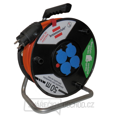 Prodlužovací kabel BAT 50m na bubnu PVC 4x 230V 16A, 3G1,5 IP 44 oranžový, stavební kabel Bremaxx