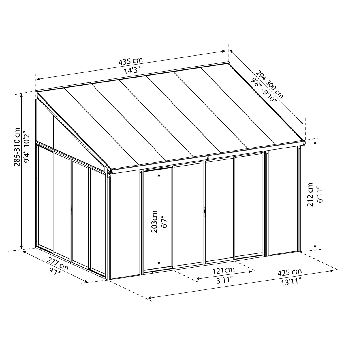 Zimní zahrada Palram Torino 3 x 4,25m šedá Náhled