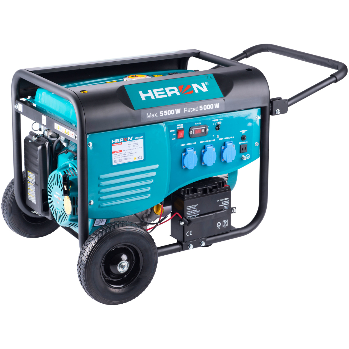 Elektrocentrála benzínová HERON 5,5kW/13HP, pro svařování, elektrický start, podvozek 8896415 + Sestavení a zprovoznění centrály v hodnotě 499 Kč