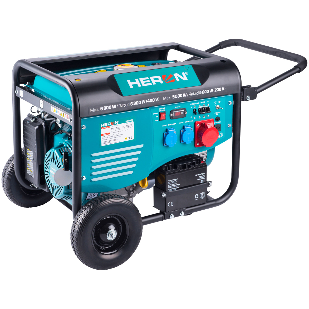 Elektrocentrála Heron 15HP/6,8kW (400V), 5,5kW (230V), elektrický start, podvozek 8896420