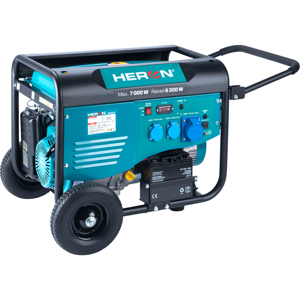 Benzínová elektrocentrála HERON 7,0kW/15HP, pro svařování, elektrický start, podvozek 8896421 + Sestavení a zprovoznění centrály v hodnotě 499 Kč