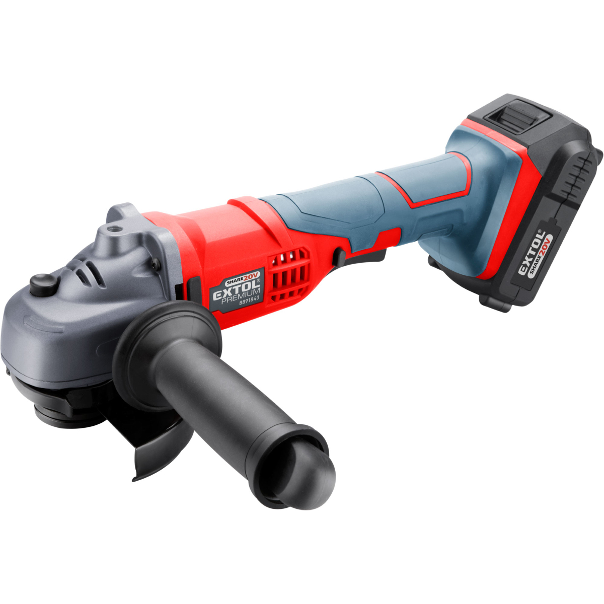 Akumulátorová úhlová bruska 115mm EXTOL PREMIUM, SHARE20V, 20V Li-ion, 2000mAh 8891840