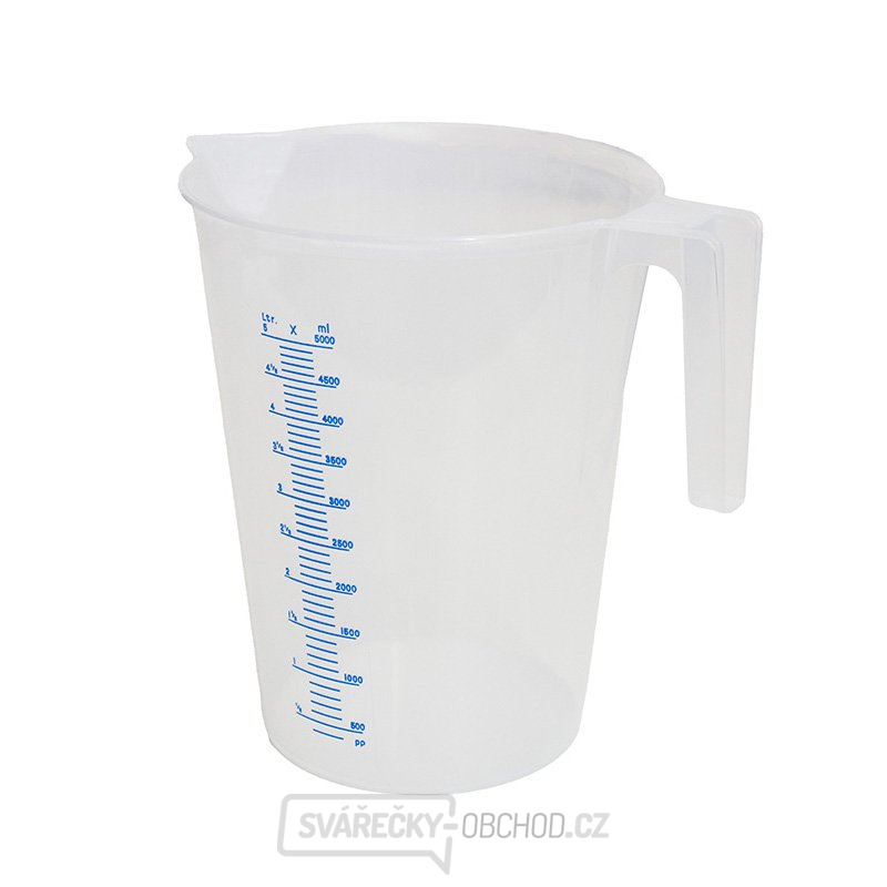 Průhledná polypropylénová odměrná nádobka 5 l