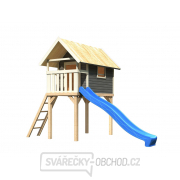 Dětský domek KARIBU GERNEGROSS 91196 tm. šedý + modrá skluzavka gallery main image
