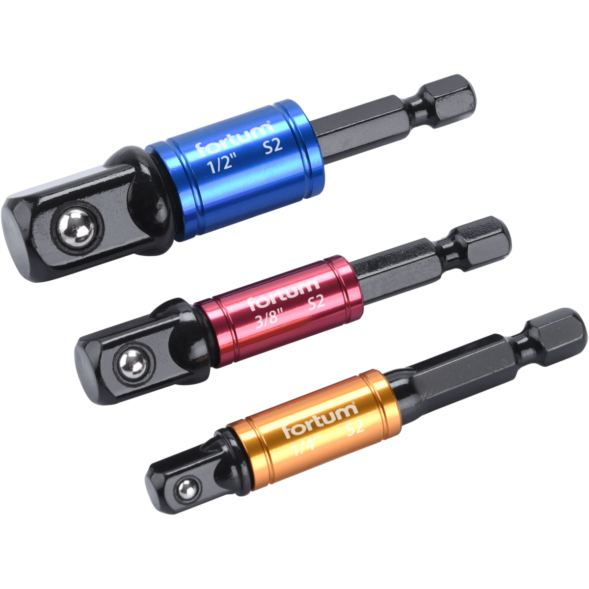 Adaptéry do vrtačky s otoč.úchytem 3ks, 1/4"-3/8"-1/2", S2 4742203