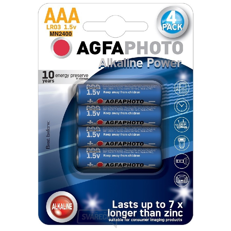 AgfaPhoto Power alkalická baterie LR03/AAA, blistr 4ks