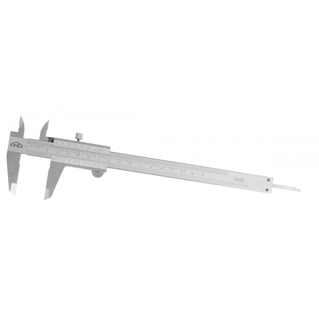 Posuvné měřítko KINEX 160 mm, 0,02 mm, aretace šroubkem, mm+inch, monoblok, ČSN 25 1238, DIN 862 6000-25