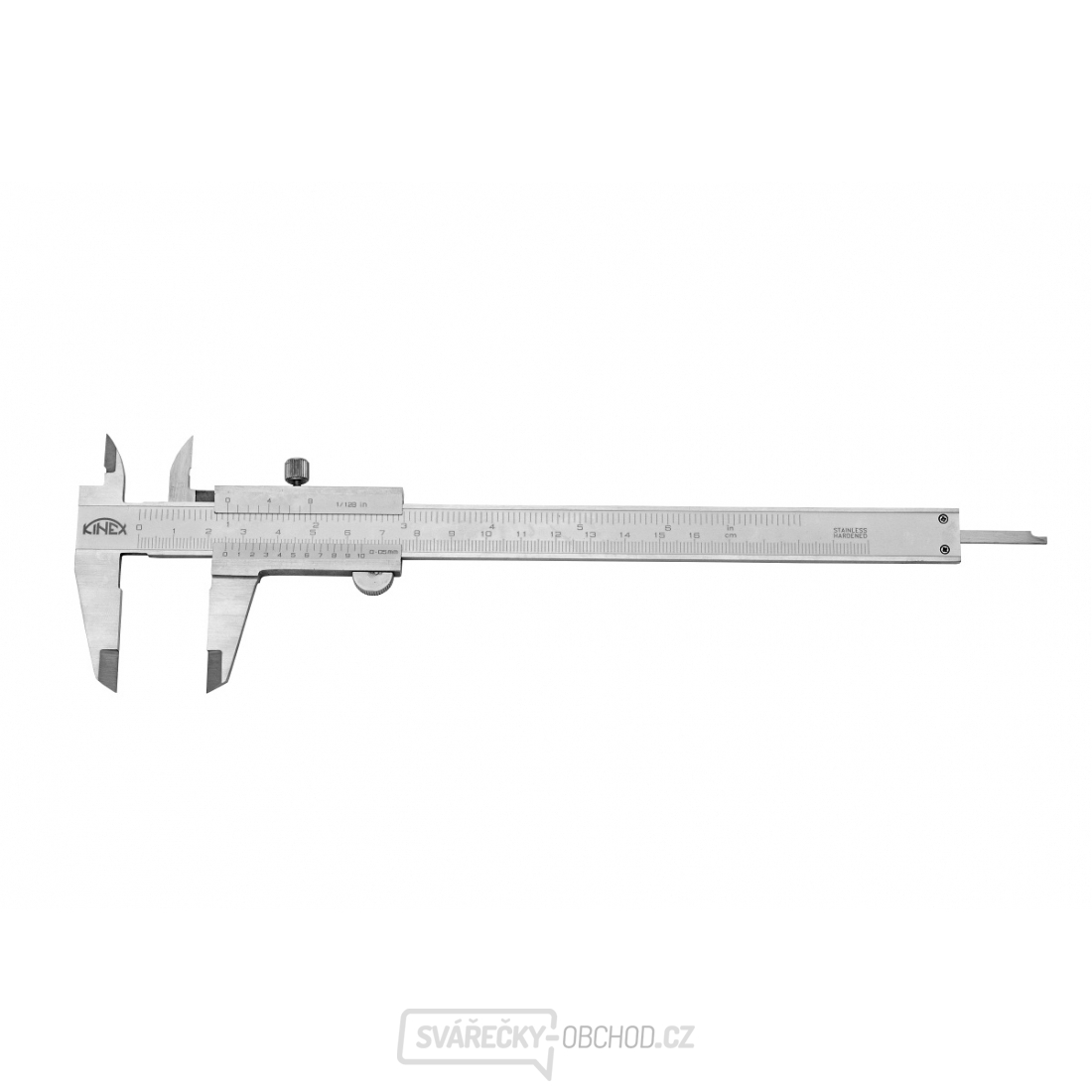 Posuvné měřítko KINEX 160 mm, 0,05 mm, aretace šroubkem, mm+inch, monoblok, ČSN 25 1238, DIN 862