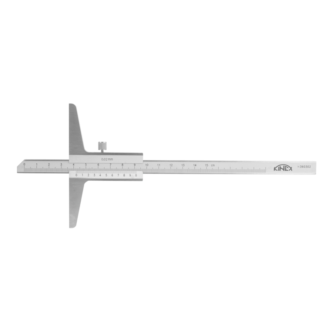 Hloubkoměr bez nosu KINEX 200 mm, 0,02mm, ČSN 25 1280, DIN 862 2034-02-200