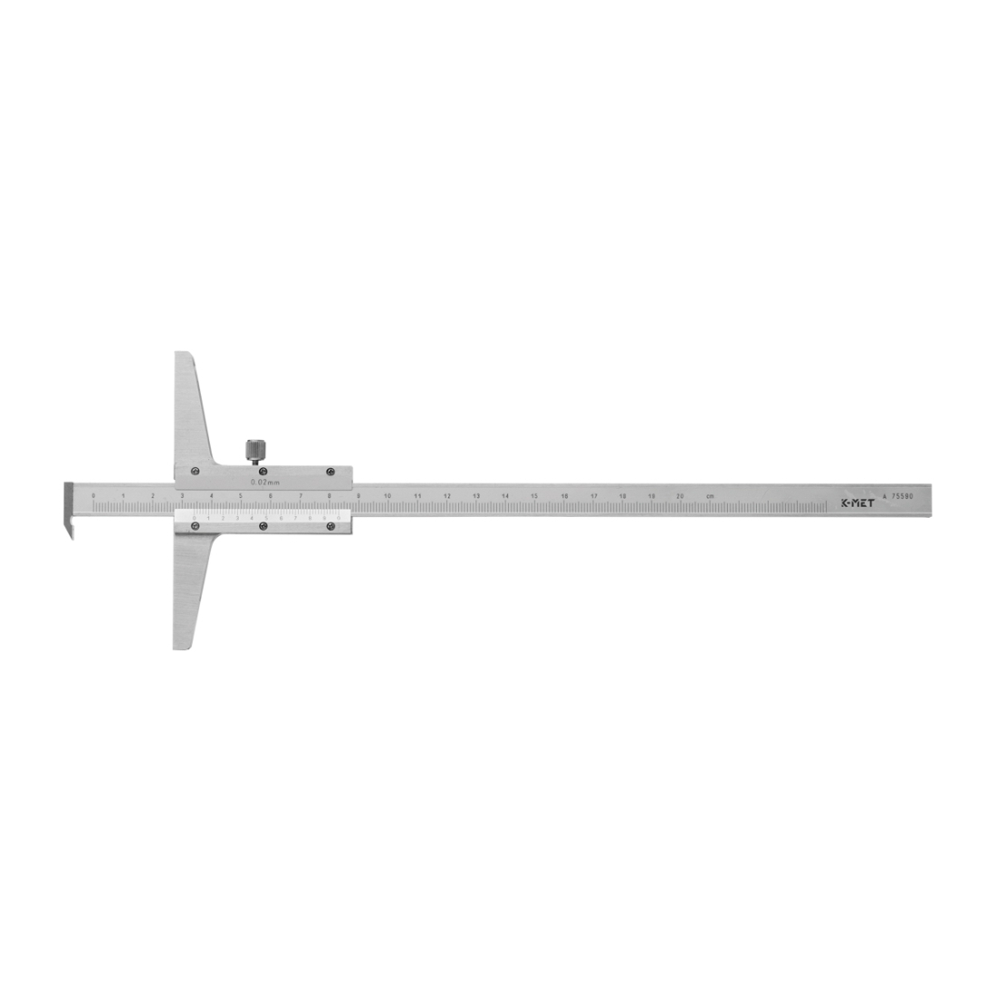 Hloubkoměr s nosem KINEX 200 mm, 0,02mm, ČSN 25 1280, DIN 862 2040-02-200