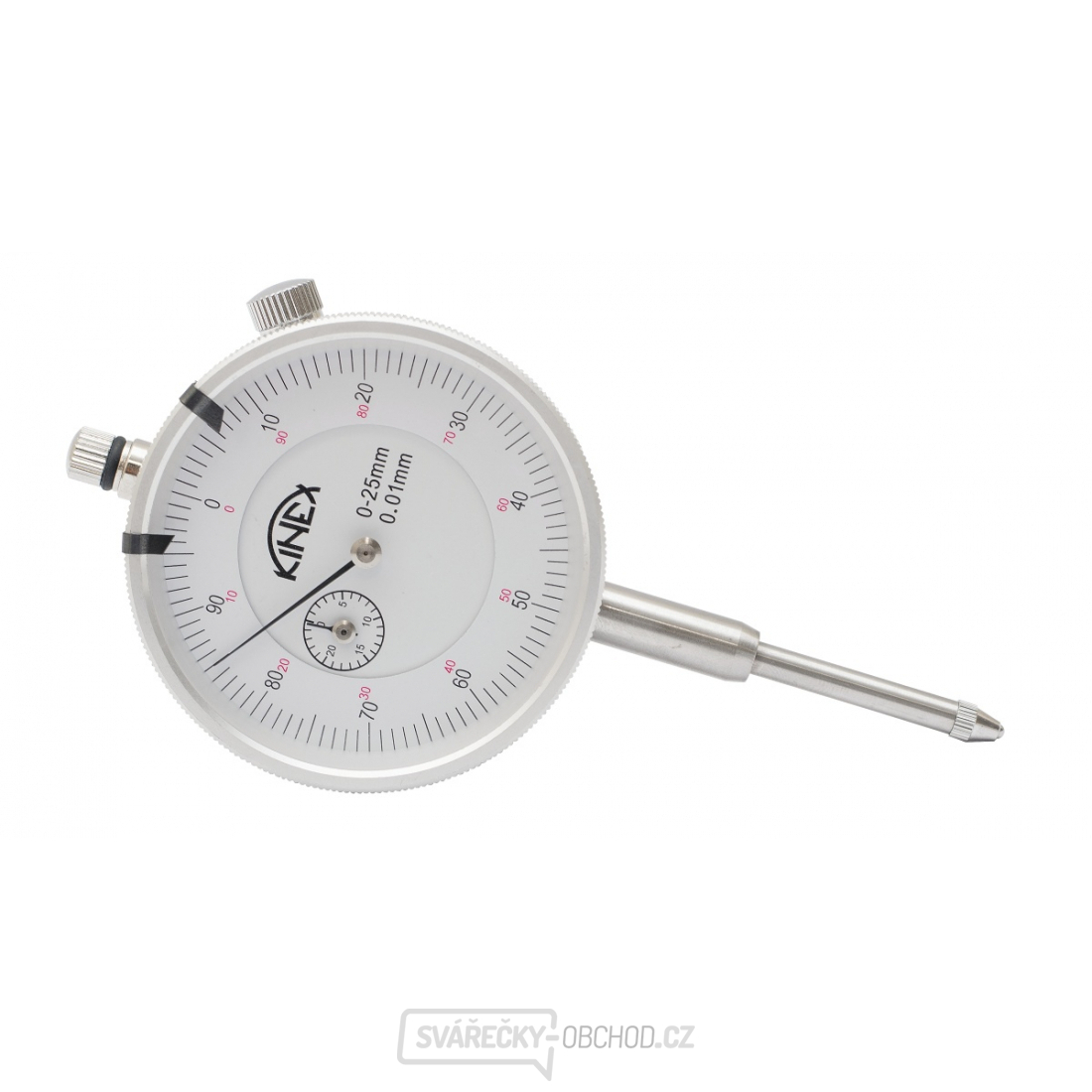 Úchylkoměr číselníkový KINEX 0-25 mm/60 mm/0,01 mm, ČSN EN ISO 463, ČSN 25 1811, ČSN 25 1816