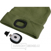 Čepice s čelovkou 45lm, nabíjecí, USB, tmavě zelená, univerzální velikost Náhled