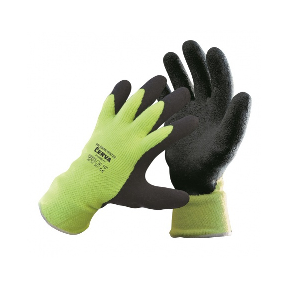 Levně ČERVA EXPORT IMPORT a.s. Zateplené rukavice PALAWAN WINTER, nylon s latexem, vel. 9 žlutá-černá 0106001799090