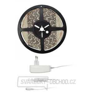 Solight LED světelný pás s testrem, 5m,  sada s 12V adaptérem, 4,8W/m, IP65, studená bílá gallery main image