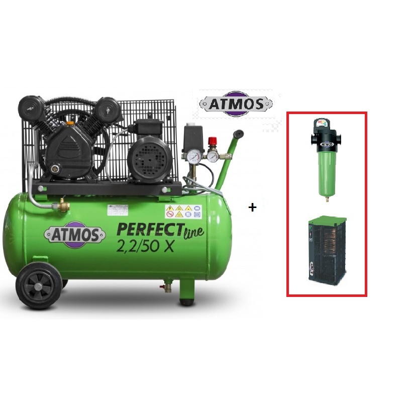 Kompresor Atmos Perfect line 2,2/50X + SF Průmyslový filtr (F02) + Kondenzační sušička (AHD21)